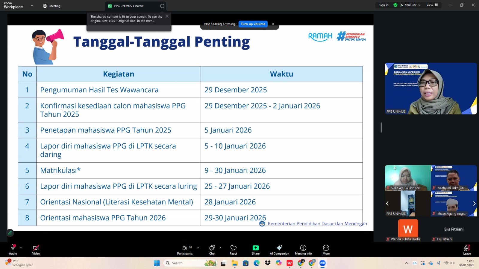 Read more about the article PPG UNIMUS Siapkan Pelaksanaan PPG 2026 melalui Sosialisasi Lapor Diri Calon Guru Gelombang 1 Tahun 2026