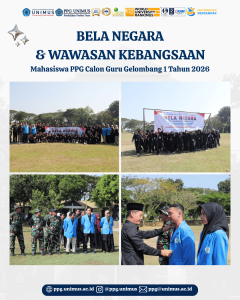 Read more about the article PPG UNIMUS Gelar Pelatihan Bela Negara dan Wawasan Kebangsaan bagi Calon Guru Gelombang 1 Tahun 2026